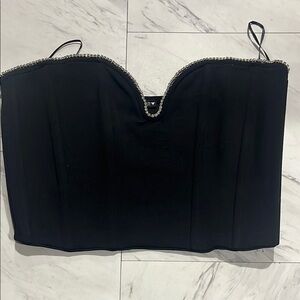 Zara Black Crop Top with Silver Accents